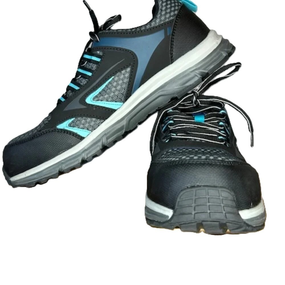 Nautilus Safety Footwear Womens 9.5 M Black Teal Slip Resistant Work Shoes N2156
